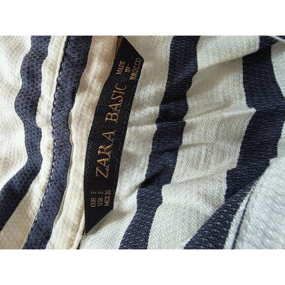 Zara Basic Striped Button-Down Long Sleeve Shirt Dress S Black & White - Picture 6 of 8